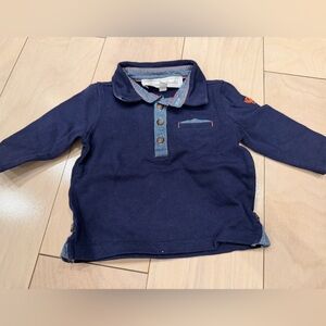 Tartine Et Chocolate Baby Boy Navy Long Sleeve Polo Shirt Sz 3 months